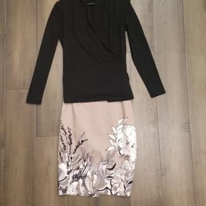 T Tahari Print Skirt